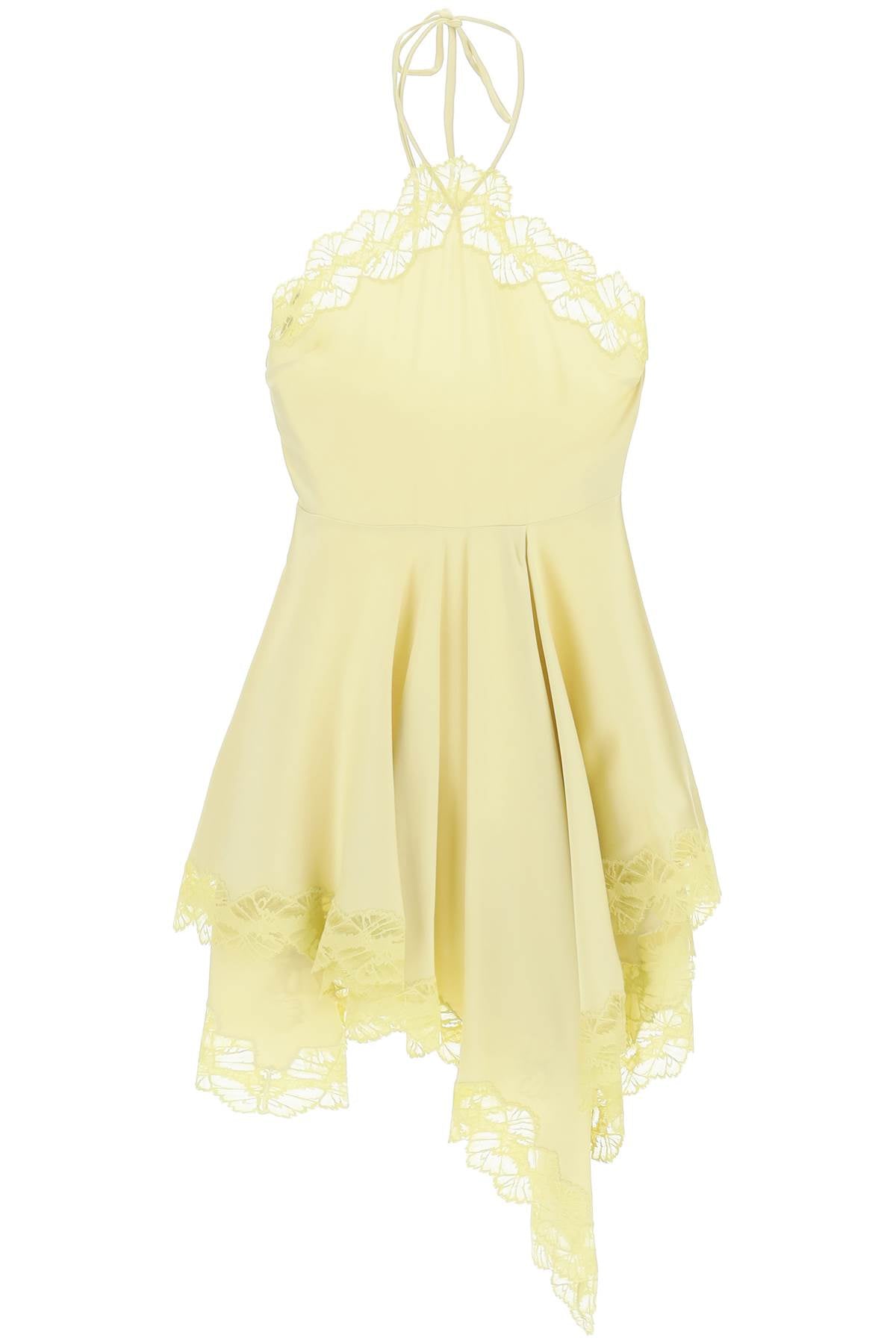 Stella mccartney asymmetric satin dress with lace detail 6A0241 3AU309 PALE LIME