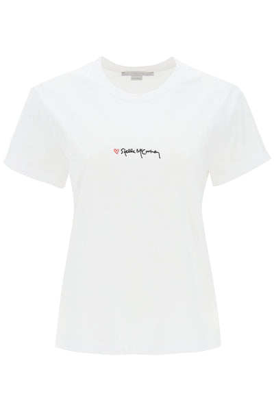 Stella mccartney t-shirt with embroidered signature 6J0273 3SPY52 PURE WHITE