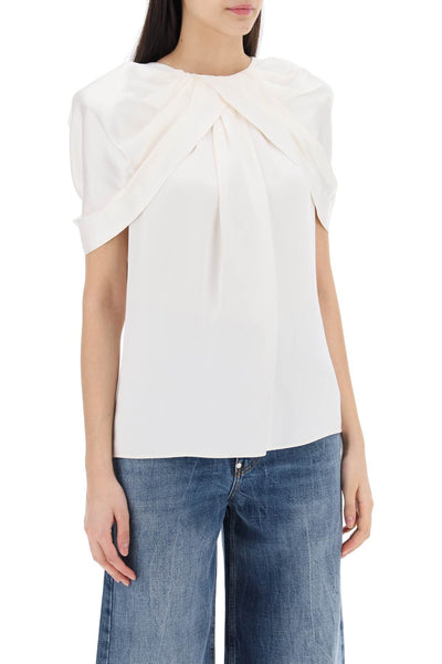 Stella mccartney satin blouse with petal sleeves 6T0181 3BU370 CREAM