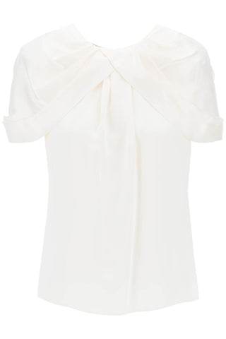 Stella mccartney satin blouse with petal sleeves 6T0181 3BU370 CREAM