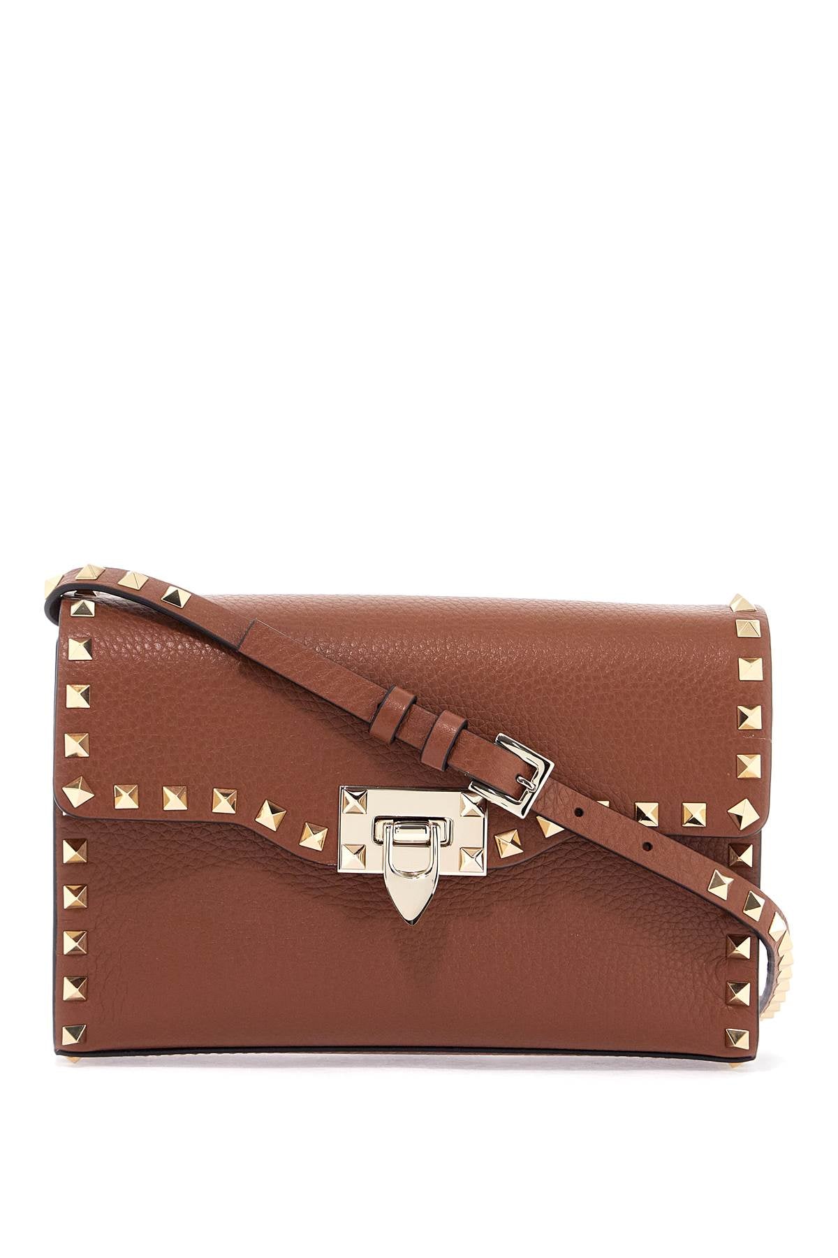 small brown leather shoulder bag with studs 6W2B0181VSF SELLERIA