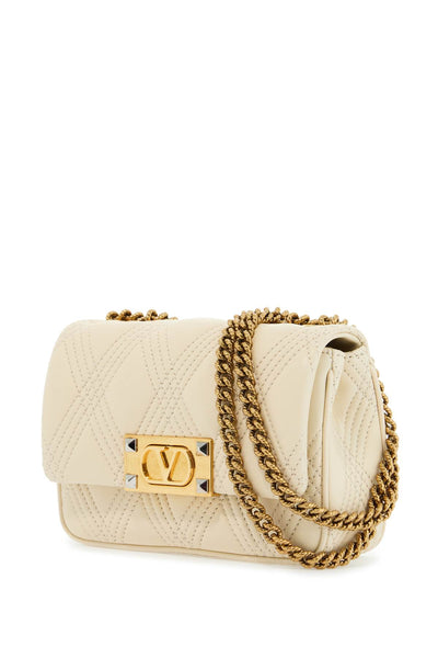 small shoulder bag in leather with golden chain butter white 6W2B0R08XCA BUTTER WHITE