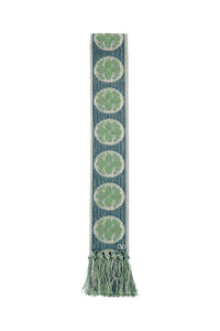 floral cotton scarf with ivory, blue, and aqua fringes 6W2EN00BAZN AVORIO/BLU/VERDE ACQUA | Italystation.com