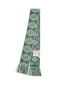 floral cotton scarf with ivory, blue, and aqua fringes 6W2EN00BAZN AVORIO/BLU/VERDE ACQUA | Italystation.com