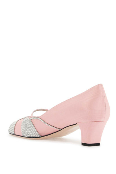 VALENTINO GARAVANI pink satin pumps with rhinestone | Italystation.com - Shop Now at italystation.com