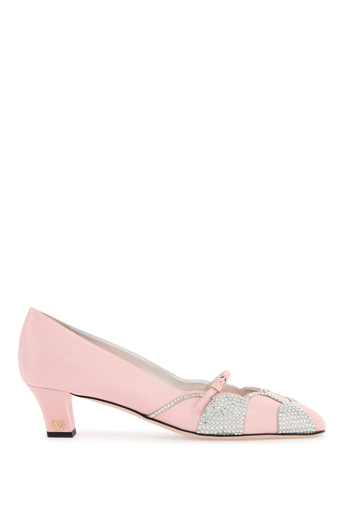 VALENTINO GARAVANI pink satin pumps with rhinestone | Italystation.com - Shop Now at italystation.com