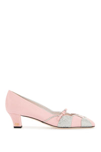 VALENTINO GARAVANI pink satin pumps with rhinestone | Italystation.com - Shop Now at italystation.com