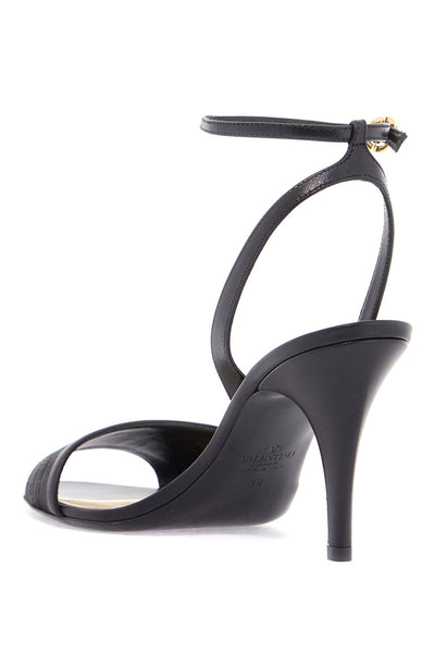 black goat leather sandals with gold buckle and stiletto heel 6W2S0LD0DDT NERO