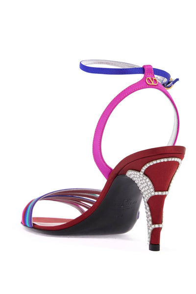 multicolor high heel sandals with strass in calfskin and red sole 6W2S0LD3CXN MULTICOLOR/SILVER SHADE