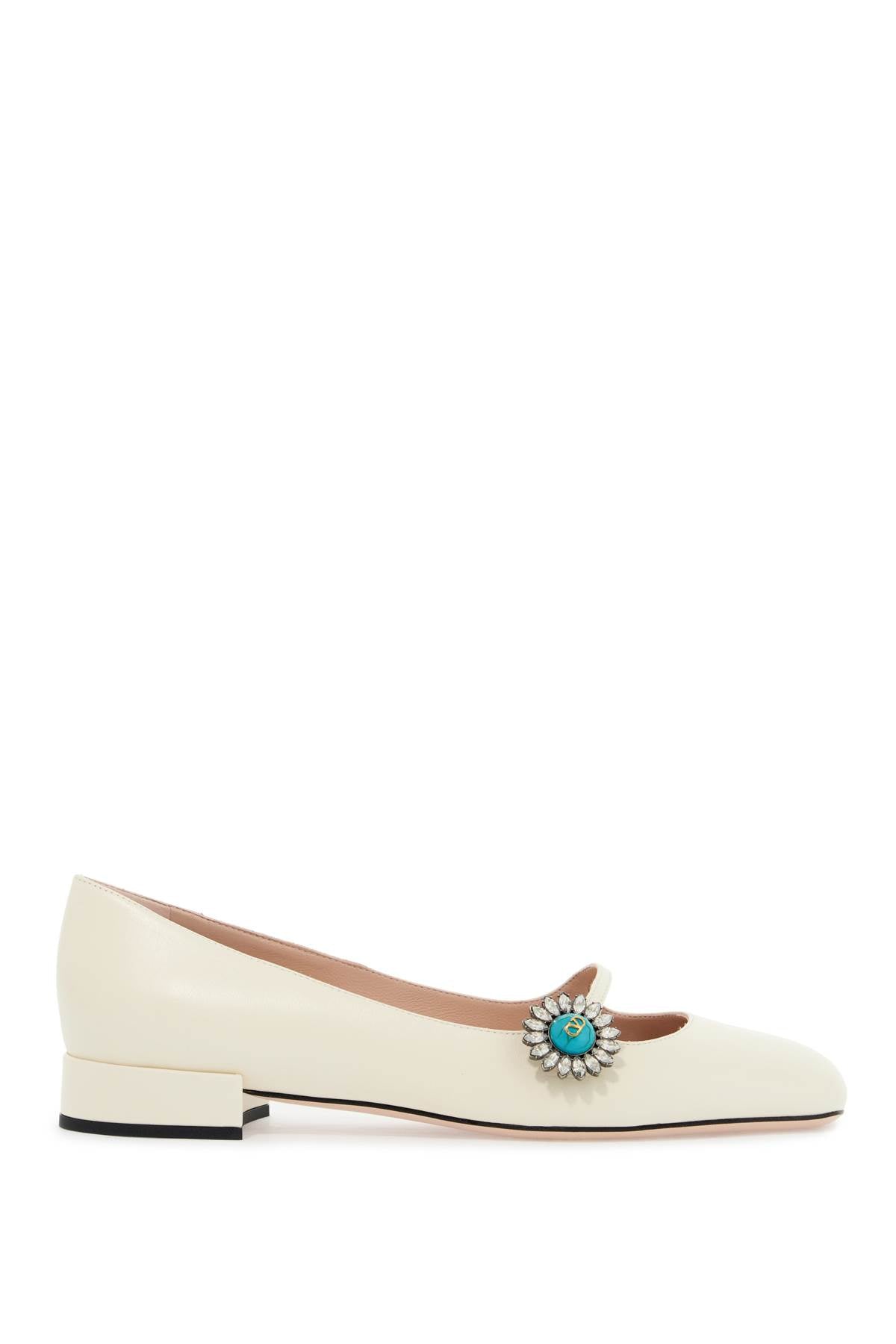 VALENTINO GARAVANI ivory kid leather ballerinas wit | Italystation.com - Shop Now at italystation.com