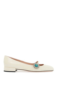 VALENTINO GARAVANI ivory kid leather ballerinas wit | Italystation.com - Shop Now at italystation.com
