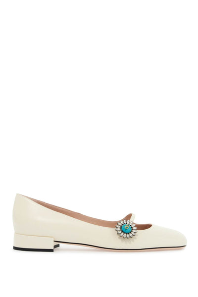 VALENTINO GARAVANI ivory kid leather ballerinas wit | Italystation.com - Shop Now at italystation.com