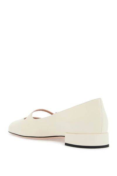 VALENTINO GARAVANI ivory kid leather ballerinas wit | Italystation.com - Shop Now at italystation.com