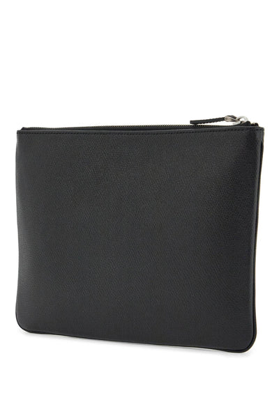 black leather minimalist pouch with zip 6Y2P0V10UAG NERO