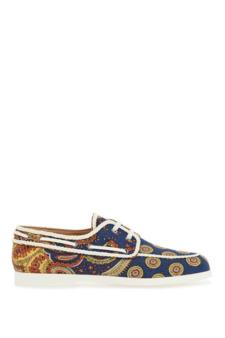 blue cotton boat shoes with paisley pattern 6Y2S0J38KFT DENIM/IVORY