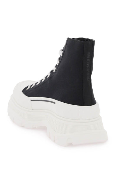 Alexander mcqueen 花紋光滑靴子 705659 W4MV2 黑色 白色