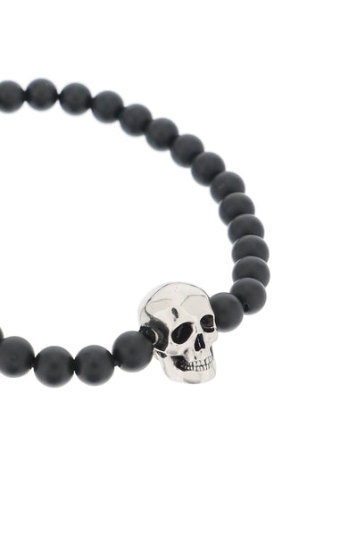 Alexander mcqueen skull bracelet with pearls 706979 1AAIX BLACK A SILVER