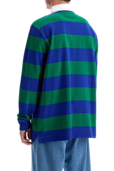 long-sleeved striped polo shirt for 710717116046 ATHLETIC GREEN/CLASSIC AZURE