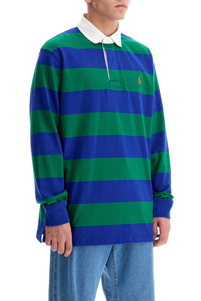 long-sleeved striped polo shirt for 710717116046 ATHLETIC GREEN/CLASSIC AZURE