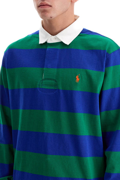 long-sleeved striped polo shirt for 710717116046 ATHLETIC GREEN/CLASSIC AZURE