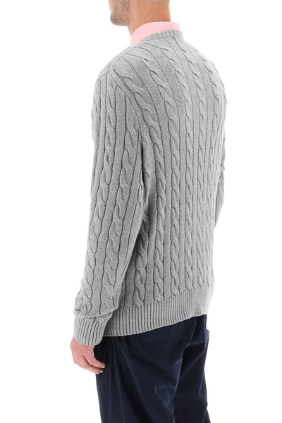 cable knit cotton sweater 710775885013 FAWN GREY HEATHER