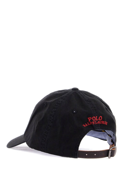 black cotton cap with logo embroidery 710834737021 POLO BLACK