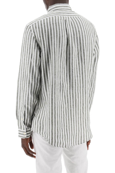 striped custom-fit shirt 710837274004 5138B OLIVE WHITE