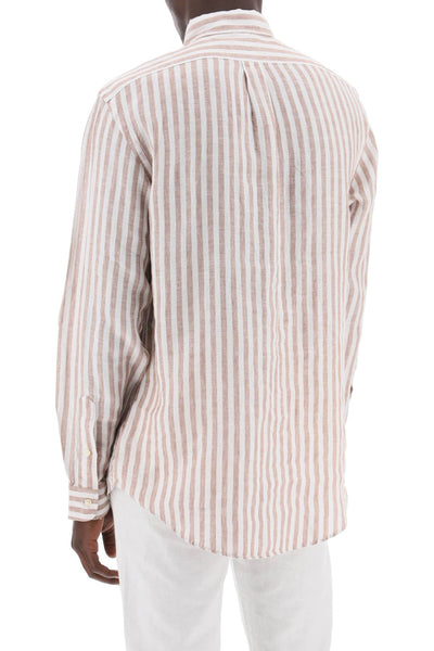 striped custom-fit shirt 710837274005 5138C KHAKI WHITE
