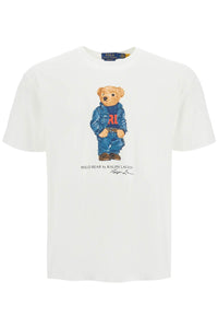 classic fit t-shirt with polo bear print 710854497038 F24 WHITE DENIM BEAR