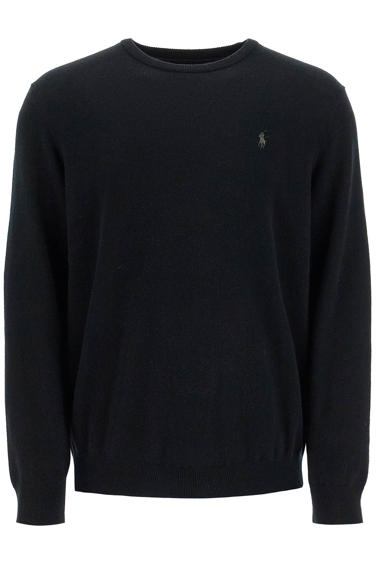 wool pullover with pony embroidery 710876714003 POLO BLACK