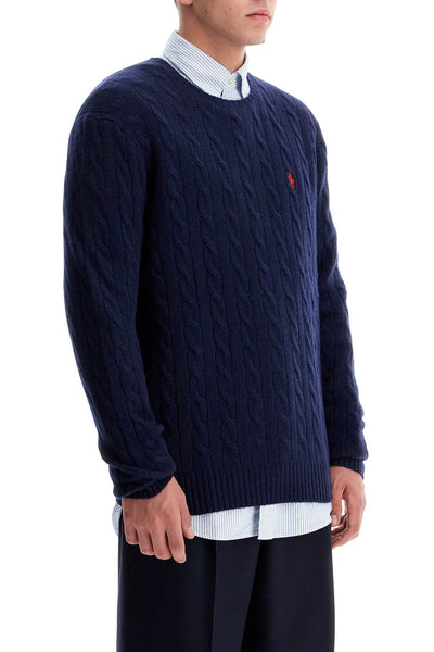 cable-knit pullover with pony embroidery 710876762002 HUNTER NAVY