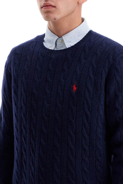 cable-knit pullover with pony embroidery 710876762002 HUNTER NAVY