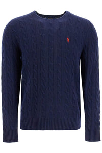 cable-knit pullover with pony embroidery 710876762002 HUNTER NAVY