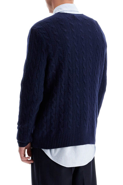 cable-knit pullover with pony embroidery 710876762002 HUNTER NAVY