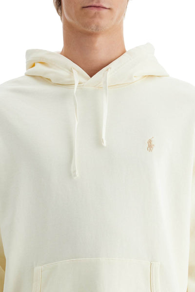 hooded sweatshirt with embroidered pony 710916690003 CLUBHOUSE CREAM