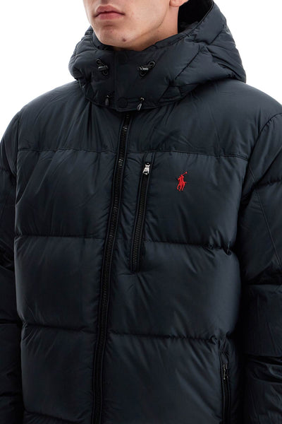 ripstop down jacket with hood 710940237001 POLO BLACK