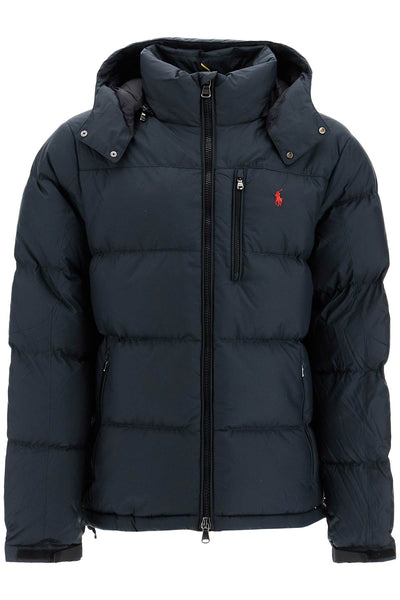 ripstop down jacket with hood 710940237001 POLO BLACK