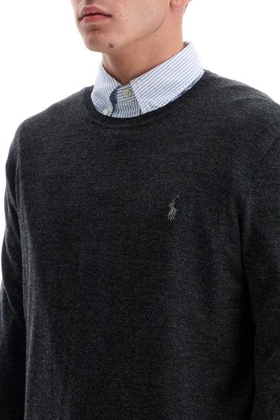 crewneck pullover with embroidered 710946143003 DARK GRANITE HTHR