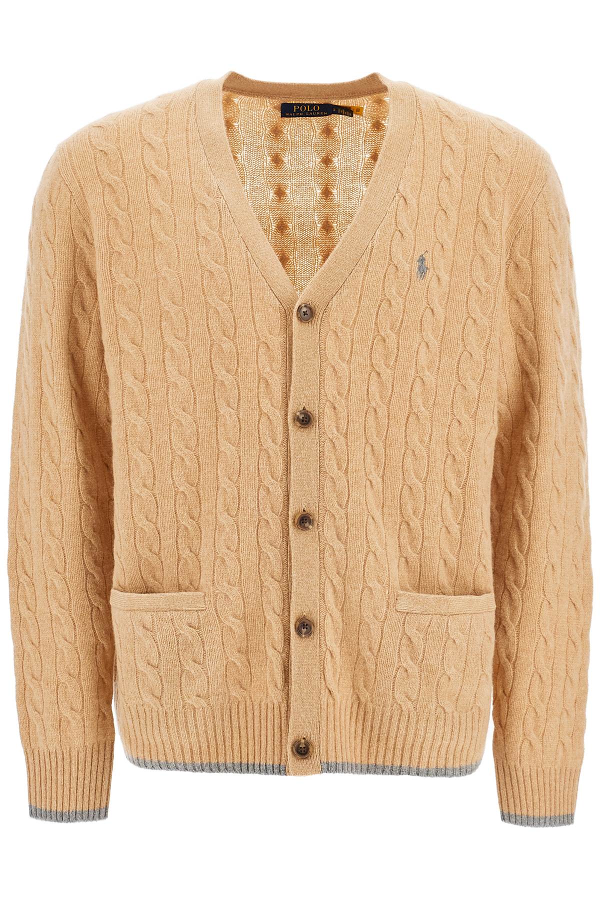 wool and cashmere braided cardigan 710949808003 CAMEL MELANGE