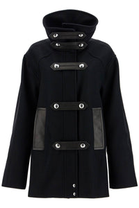 wool and leather melbo coat 7111545 W545 BLACK