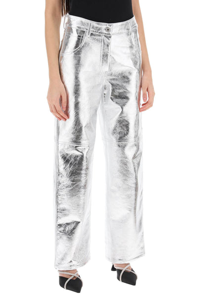 sterling pants in laminated leather 715INT PS24 ALUMINUM