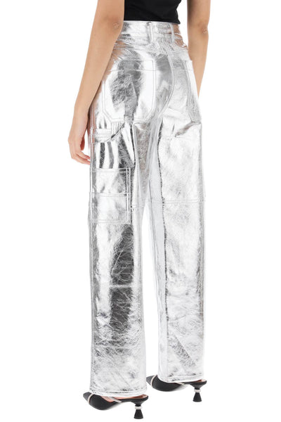 sterling pants in laminated leather 715INT PS24 ALUMINUM