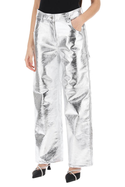 sterling pants in laminated leather 715INT PS24 ALUMINUM