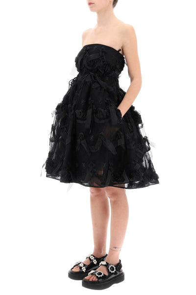 tulle dress with bows and embroidery. 7291 1069 BLACK BLACK