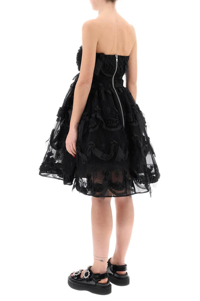 tulle dress with bows and embroidery. 7291 1069 BLACK BLACK