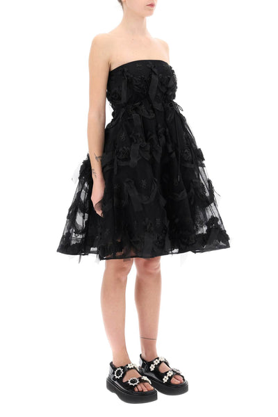 tulle dress with bows and embroidery. 7291 1069 BLACK BLACK