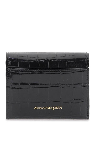 Alexander mcqueen 緊湊型骷髏皮夾 739035 1HB0G 黑色
