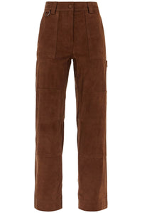 suede leather workwear pants 74020 CHOCOLATE