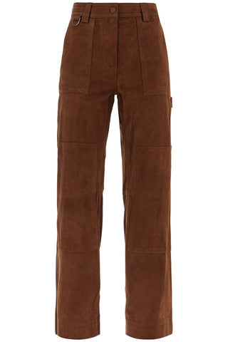 suede leather workwear pants 74020 CHOCOLATE