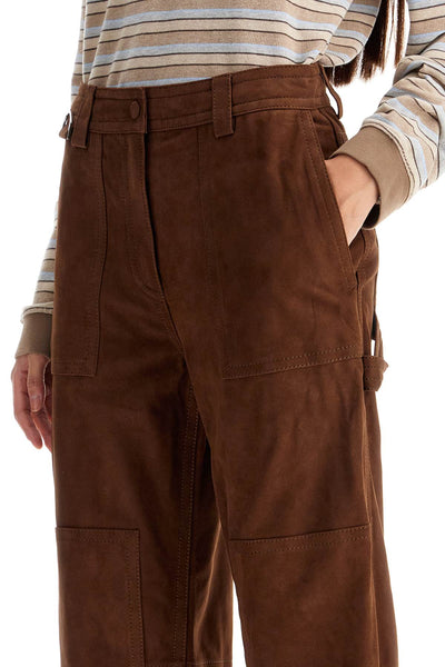 suede leather workwear pants 74020 CHOCOLATE